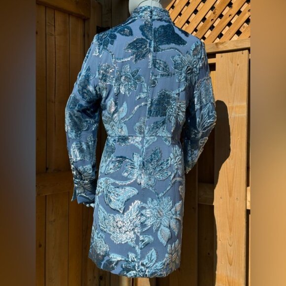 🆕 SIMKHAI 🧿 NWOT Halen Draped Velvet Mini Dress, Celestial Blue - Sz US 8 - Picture 8 of 14
